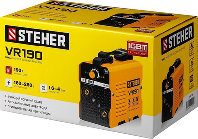 STEHER ММА, 190 А, сварочный аппарат инверторный, макс. электрод Ø 4.0 мм (VR-190)