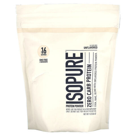 Isopure, протеиновый порошок без углеводов, без добавок, 454 г (1 фунт)