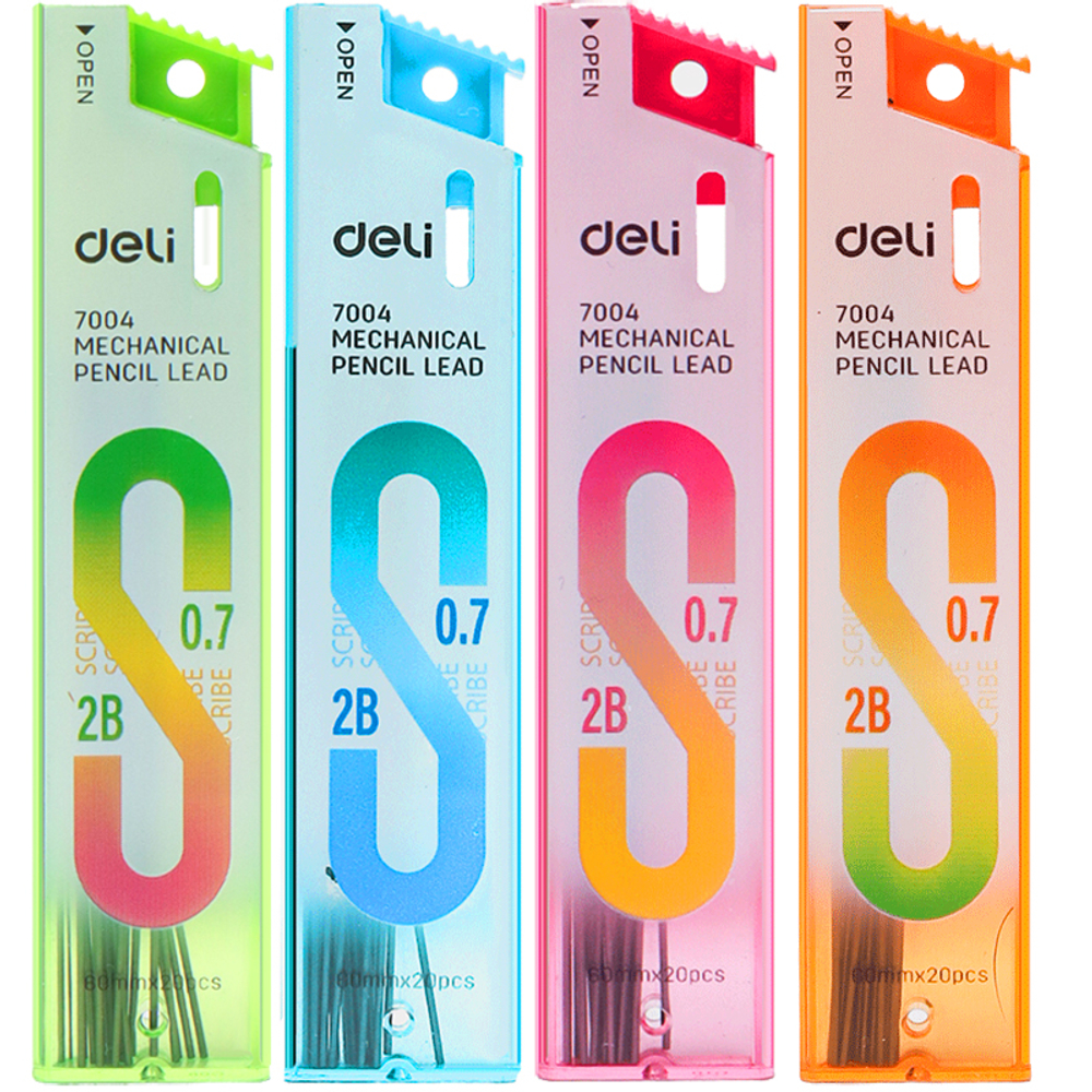 Грифели DELI для механических карандашей, 0,7 мм, 2В