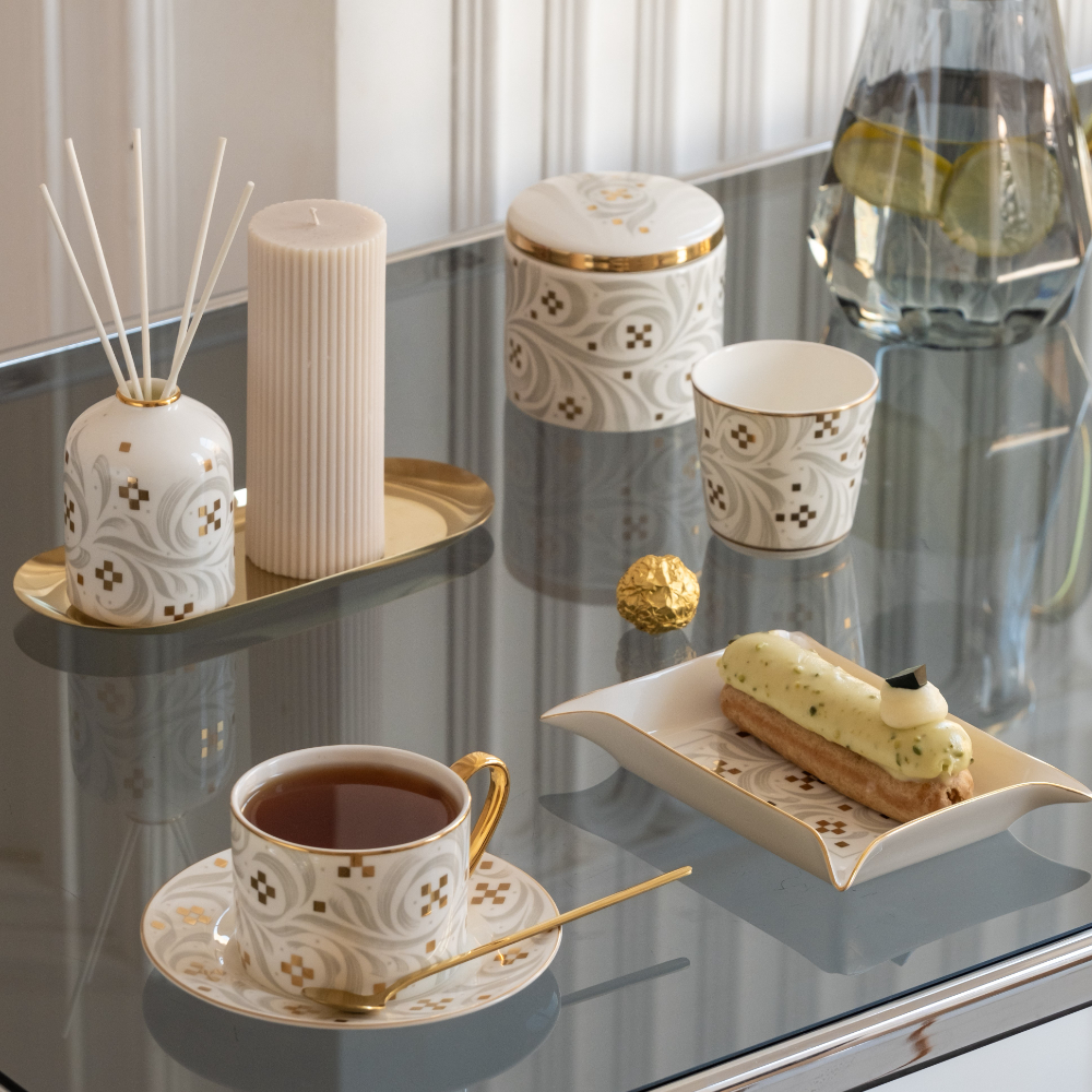 Емкость для хранения Farforite «Фольклор серый» в подарочном тубусе