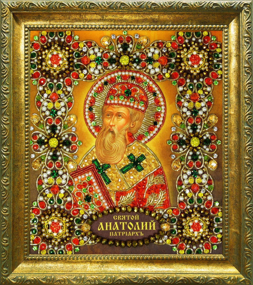 Ткань с нанесенной авторской схемой Святой патриарх Анатолий (+инструкция)