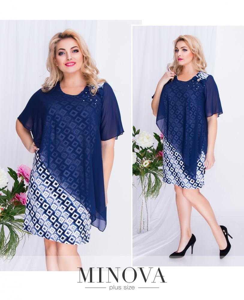 Платье 00266-голубой-ромб Minova