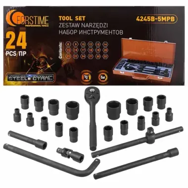 Набор инструментов 24пр. 1/2''(6гр.)(8-32мм) FORSTIME FT-4245B-5MPB