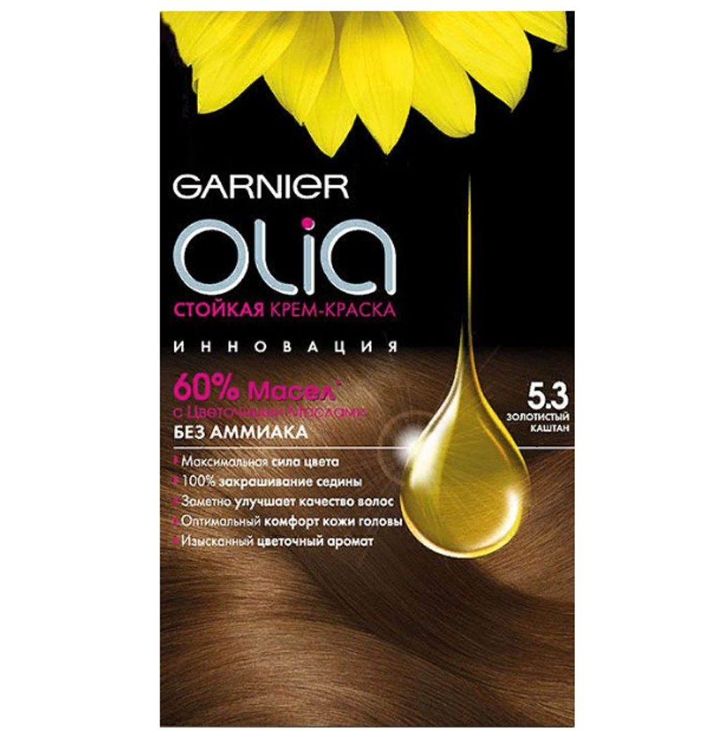 Garnier Краска для волос Olia, тон №5.3, Золотистистый каштан, 60/60 мл