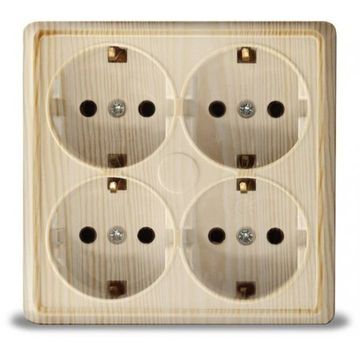 Розетка UNIVersal Олимп СОСНА 4-местная о/п с/з 16А 250В