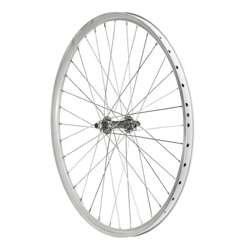 Колесо 26" перед,ал.дв.серебр.обод,36Н, втулка хром на гайках