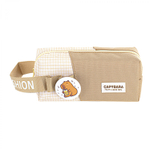 Пенал - косметичка Alingar, ткань, молния, значок, петля, 190 х 70 х 60 мм, "Capybara. Have a good idea", микс (коричн, беж, св-корич), европодвес