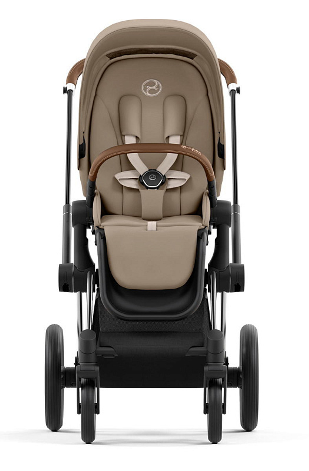 Коляска 3 в 1 Cybex Priam IV Chrome Brown complete и автокресло Aton S2 i-Size Ocean Blue Cozy Beige