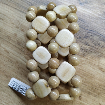 Браслет Ромбик 2 ряда, дерево, цвет светло-коричневый, ширина 45 мм