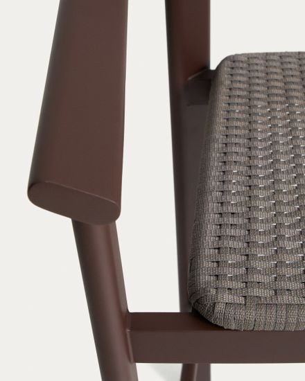 Уличный барный стул Erice из алюминия и веревки коричневого цвета, 75 см