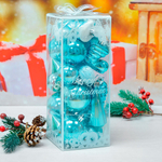 Елочные игрушки 21шт, цвет голубой, пластик