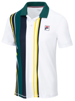 Мужское теннисное поло Fila Polo Dan - white/vertical teal stripe/deep teal