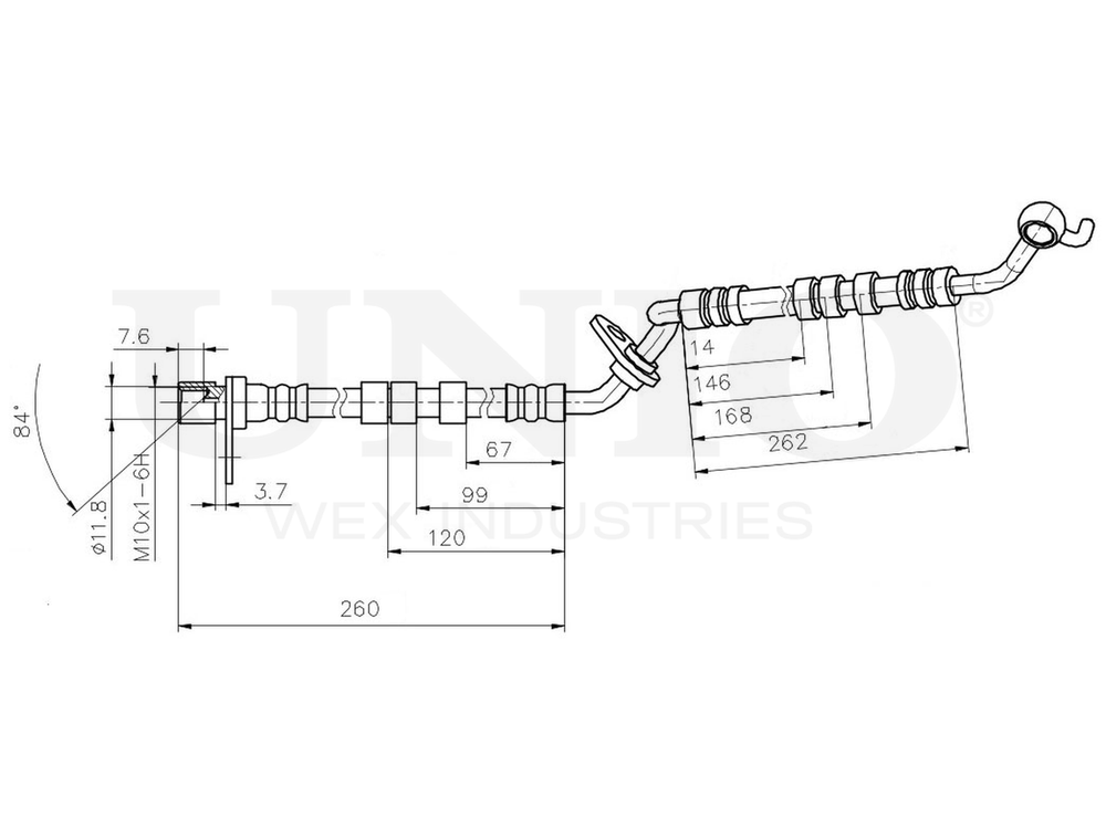 Шланг тормозной передний левый UNIO BRH-10113