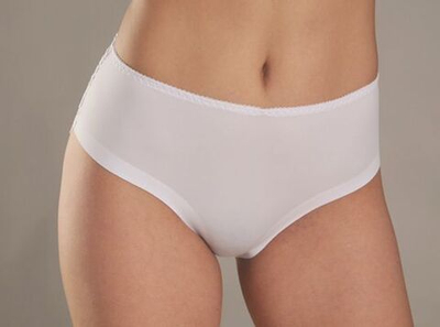 Трусики-слипы из плотной микрофибры и кружева с бесшовным краем (Размер: L) (Цвет: бежевый)