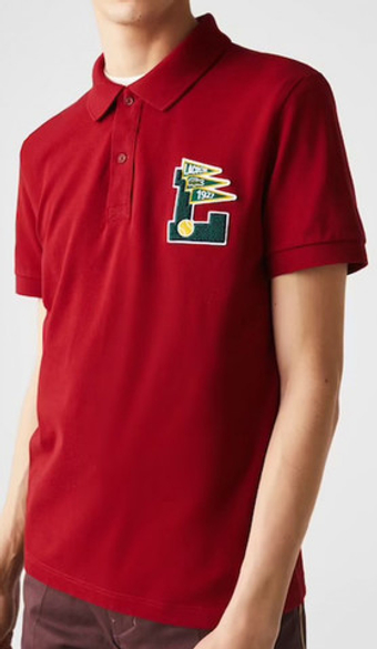 Мужское теннисное поло Lacoste Men’s Regular Fit L Badge Cotton Piqué Polo Shirt - красный