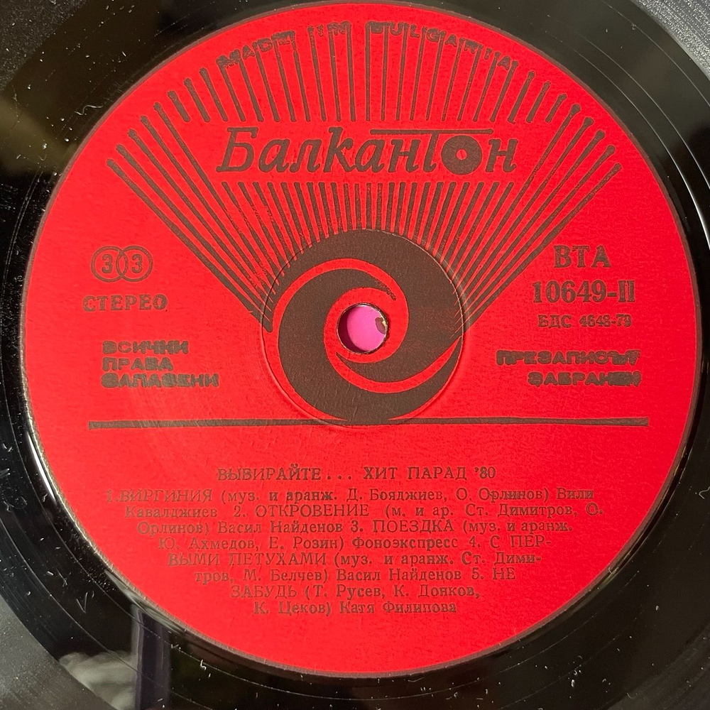 Винтажная виниловая пластинка LP Сборник Хит Парад Радио София 80 (Болагрия 1981)