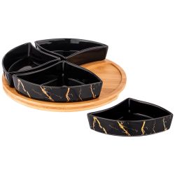 МЕНАЖНИЦА 4 СЕКЦИИ НА ДЕРЕВ. ПОДСТАВКЕ LEFARD "FANTASY" 26,5 СМ ЧЕРНАЯ (КОР=12ШТ.)