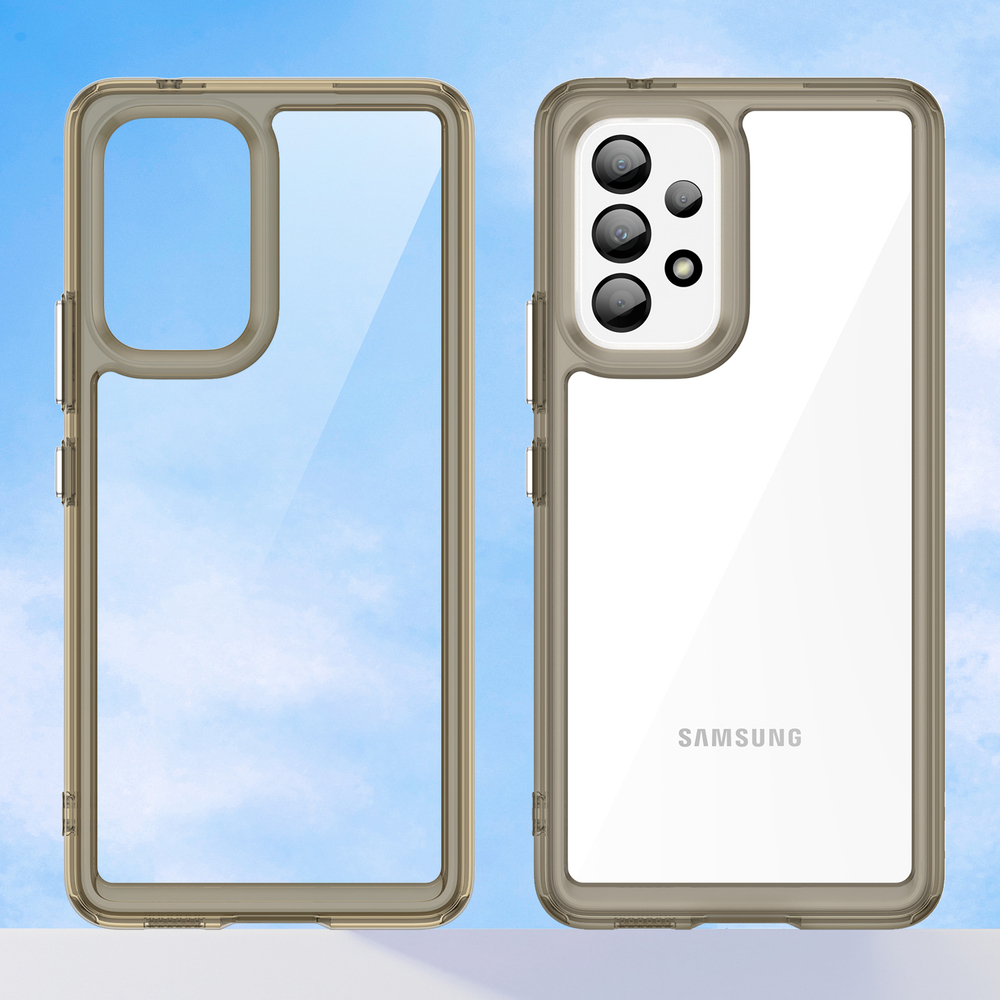 Двухкомпонентный усиленный чехол с мягкими серыми рамками на Samsung Galaxy A53 5G, мягкий отклик кнопок