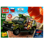 Конструктор пластмассовый 60эл. "LADA 4х4 на парашюте" в коробка 7280-CY (Город мастеров)