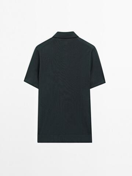 Massimo Dutti Поло из смесового хлопка, синий