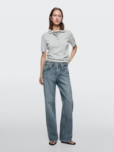 Massimo Dutti Джинсы средней посадки с широкими штанинами, светло-голубой