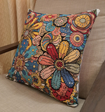 Декоративный гобеленовый чехол для интерьерной подушки Мозаика Цветы 47*47