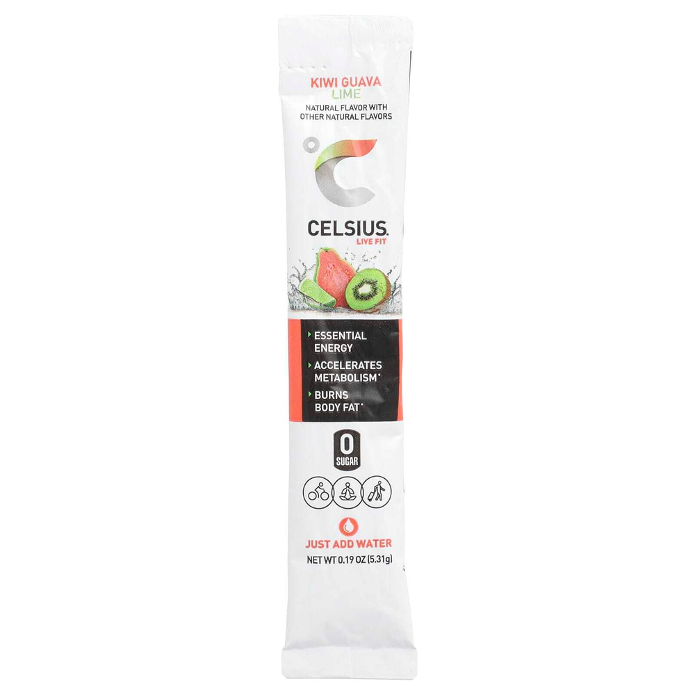 Celsius, Live Fit, киви и гуава, лайм, 14 пакетиков, по 5,31 г (0,19 унции)