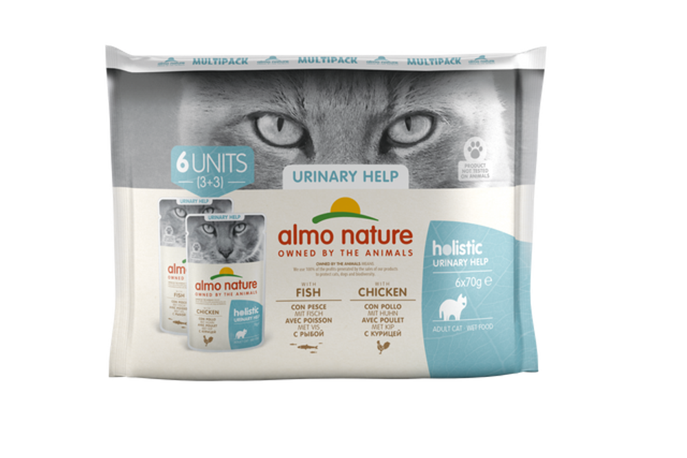 Almo Nature Набор паучей для профилактики мочекаменной болезни, с рыбой и курицей, 6шт. по 70гр. (PFC DAILY FUNCTIONAL CATS MULTI URINARY SUPPORT WITH FISH AND URINARY SUPPORT WITH CHICKEN) 0,42 кг x 1 шт.