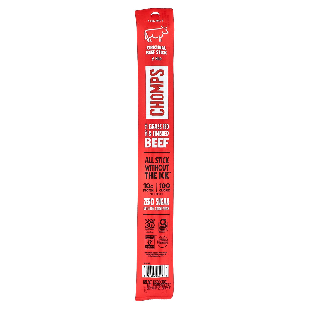 Chomps, оригинальные говяжьи палочки, неострый вкус, 8 палочек по 32 г (1,15 унции)