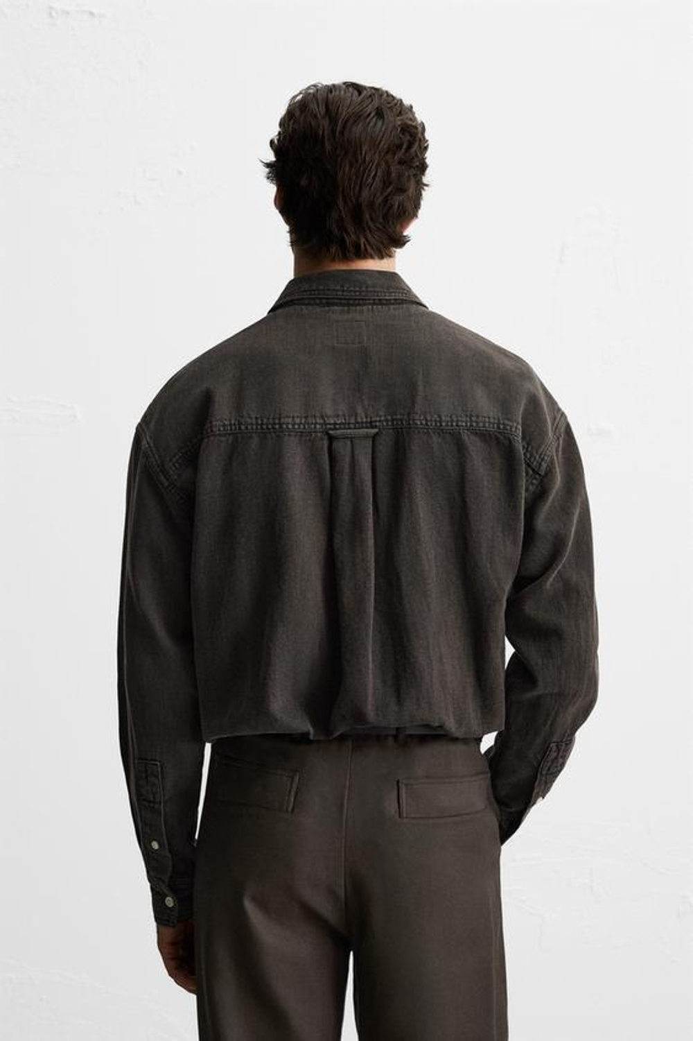 ZARА ДЖИНСОВАЯ РУБАШКА, ЧЕРНЫЙ-КОРИЧНЕВЫЙ