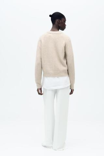 ZARA ОДНОТОННЫЙ СВИТЕР ИЗ ШЕРСТИ И АЛЬПАКИ, ЭКРЮ