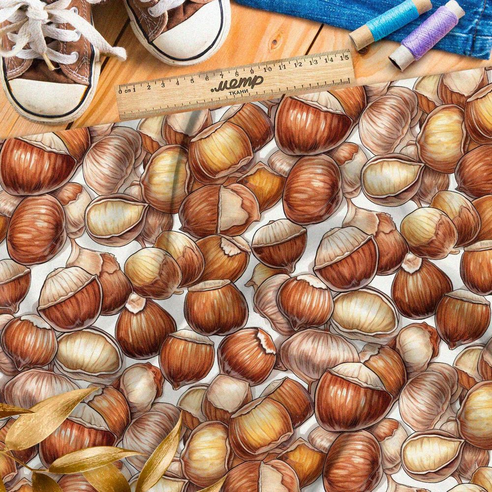 Ткань премиум сатин ореховое изобилие