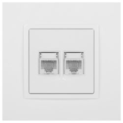 Розетка ЭРА Elegance 14-3108-01 информационная двойная 2хRJ45 IP20 белый | Эра Elegance