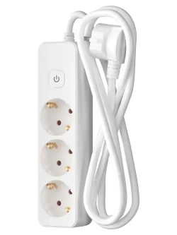 Удлинитель сетевой для розетки ФОТОН 16А 2 метра 3 розетки с выключателем с заземлением белый, ГОСТ