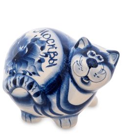 ГЛ- 365 Фигурка «Кот-Колобок» (Гжельский фарфор)