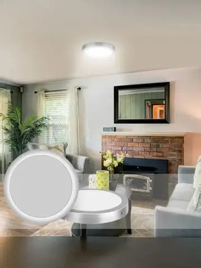 Настенно-потолочный светильник с серебряной рамкой, 18 Вт, 5000 К, для ванных комнат и кухонь площадью 10 м2