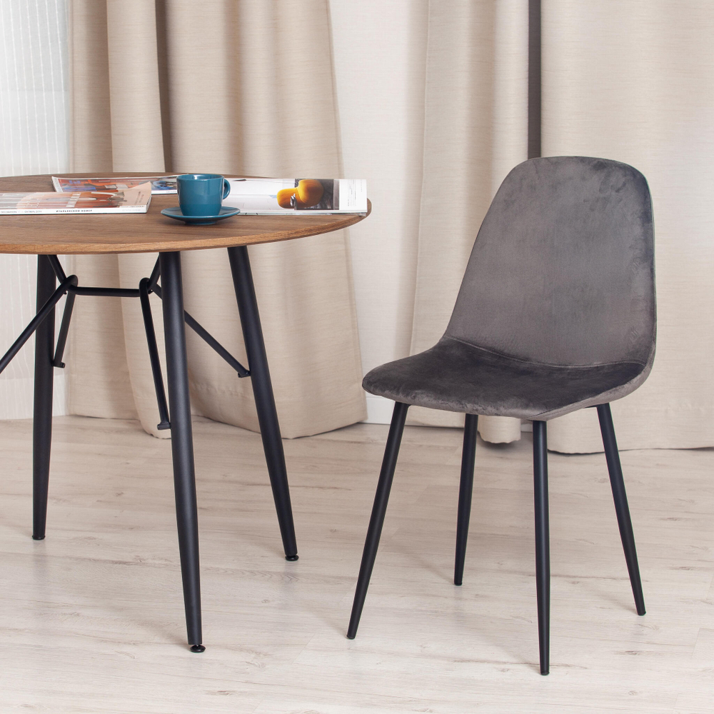 Стул BREEZE (mod. 4724) Велюр/металл , 44 х 53 х 87 см, Dark grey (темно-серый) HLR24 / черный