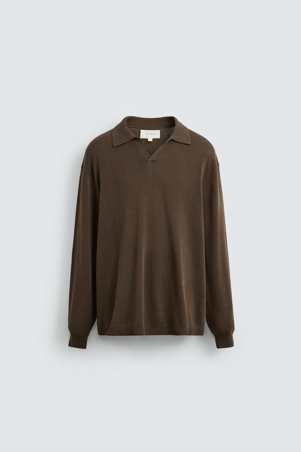 ZARA ТРИКОТАЖНОЕ ПОЛО, ЧЕРНЫЙ-КОРИЧНЕВЫЙ