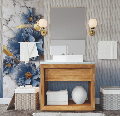 Панель ПВХ 3D Starline Голубые маки 2700х250 мм