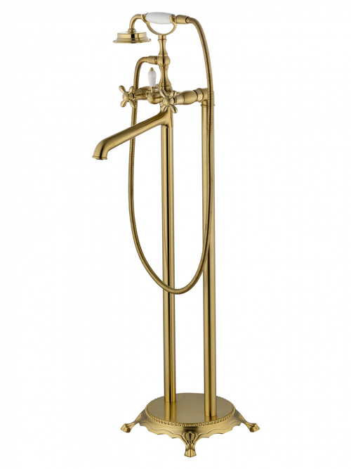 Смеситель для ванны напольного монтажа WONZON & WOGHAND RETRO, Брашированное золото (WW-88649020-BG)