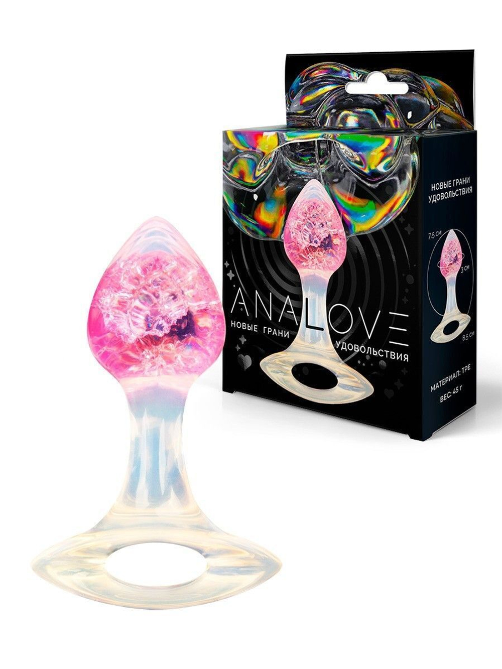 Розоватая анальная пробка с ручкой - 8,5 см. (Цвет: розовый)