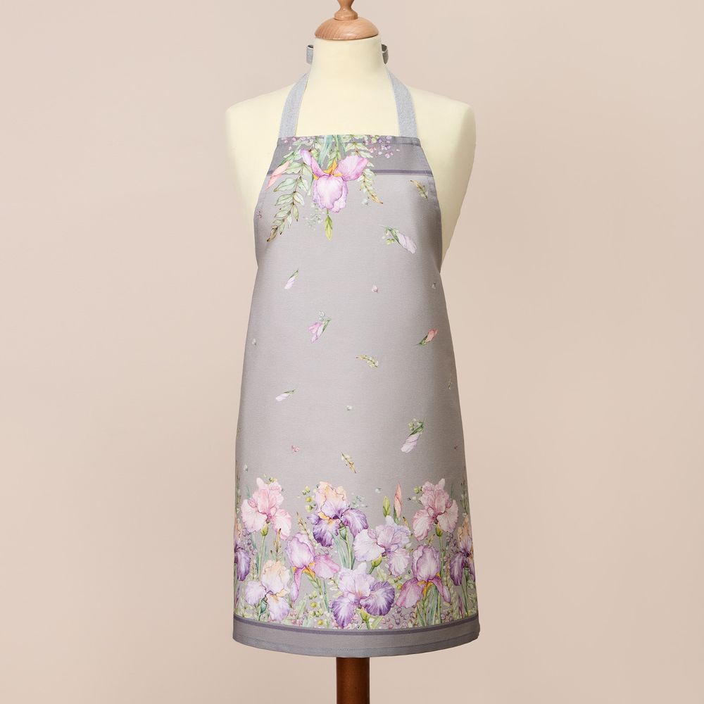 ФАРТУК "ИРИСЫ" 60Х70СМ,100% ХЛОПОК,СЕРЫЙ,ТВИЛ,ПРОПИТКА