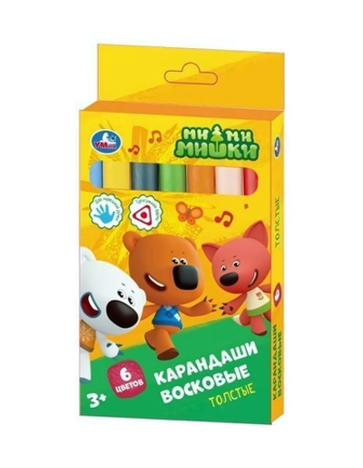 Карандаши восковые 6цв. "Ми-ми-мишки" толстые, трехгран. WCTJ6-71576-MIMI (Умка)