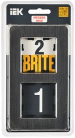 BRITE Рамка 2-местная РУ-2-1-Бр металл черный RE AL IEK