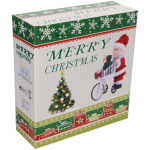 Дед Мороз музыкальный 20 см в красной шубе с тележкой (работает от 2*АА - в комплект не входят)