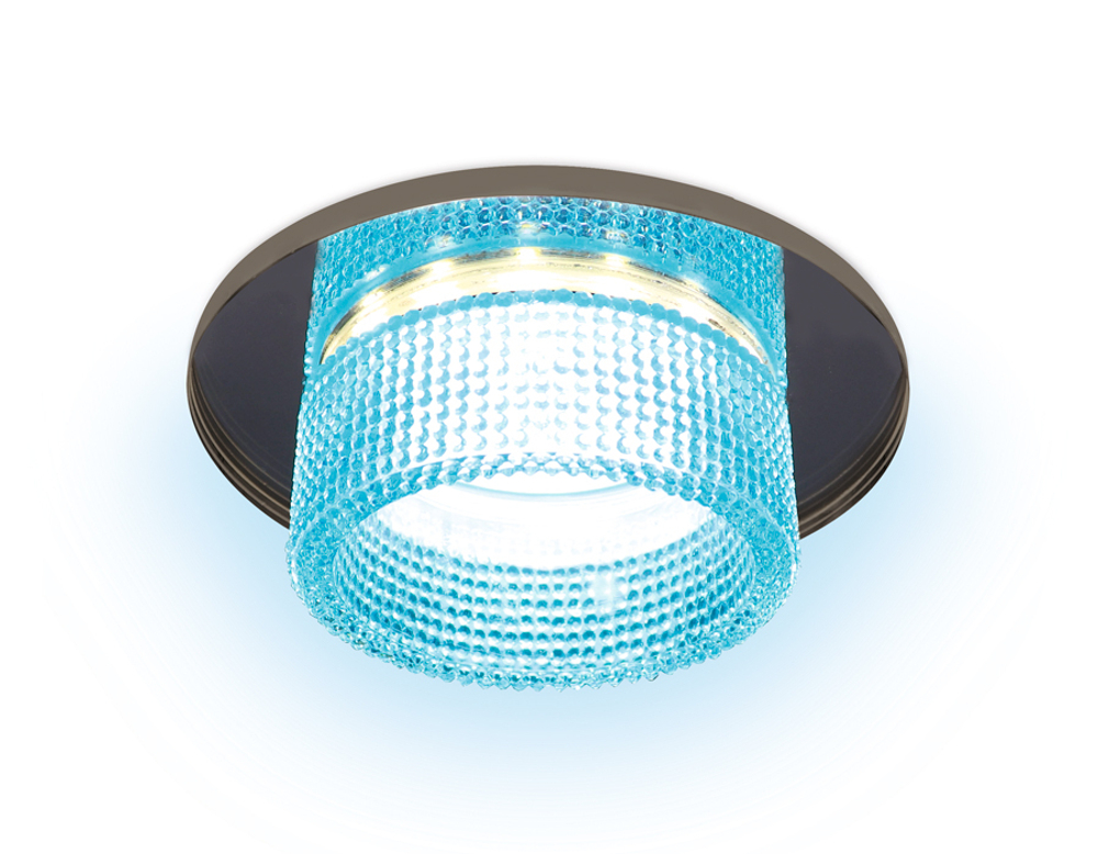 Встраиваемый точечный светильник TN351 CH/BL хром/голубой GU5.3+3W (LED COLD) D95*45