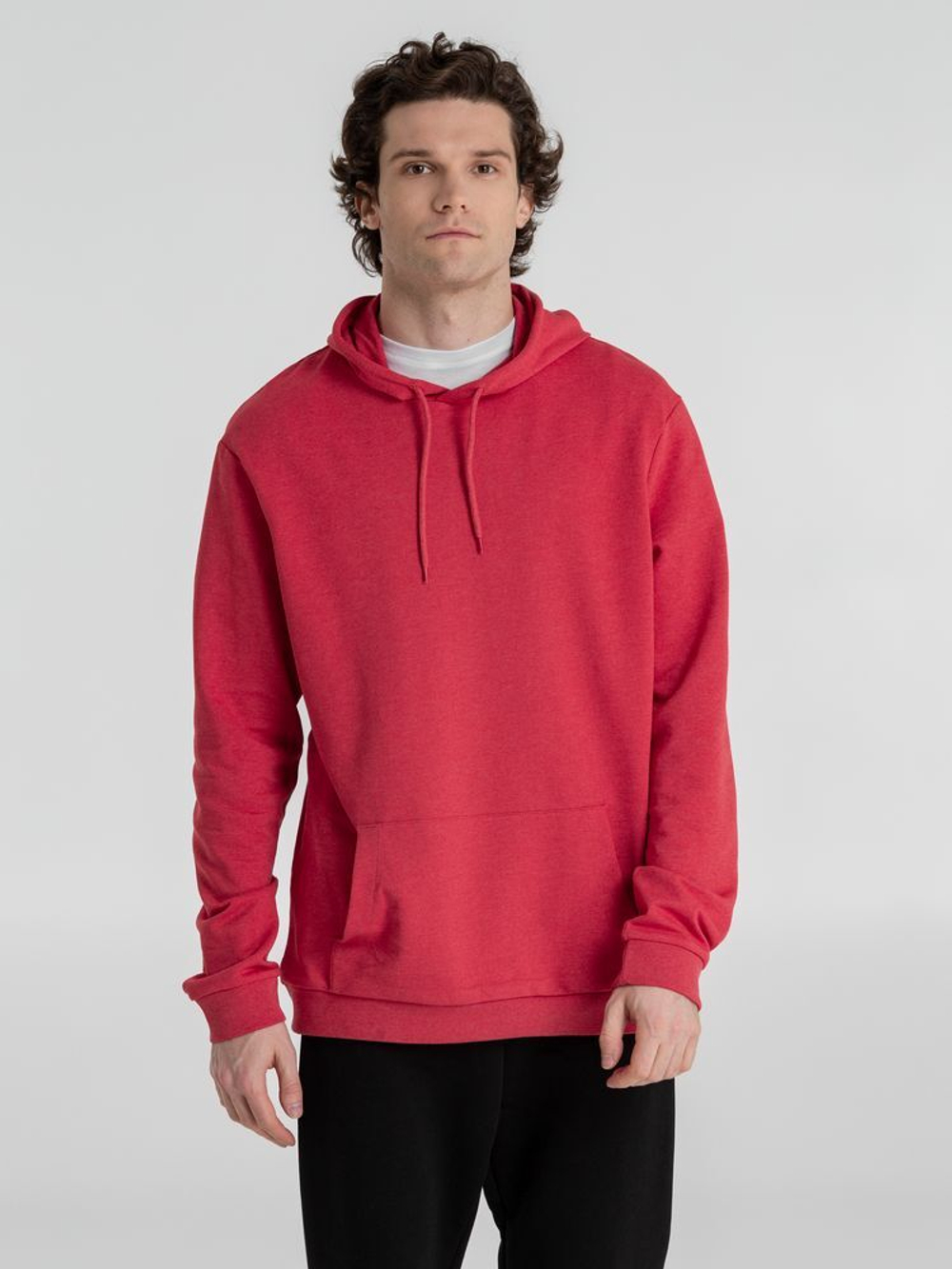 Толстовка с капюшоном унисекс Hoodie, красный меланж
