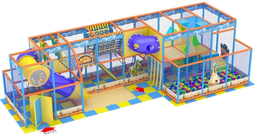 Детский игровой лабиринт «Карлсон» 34,5 м² (9,6*3,6*2,5м)
