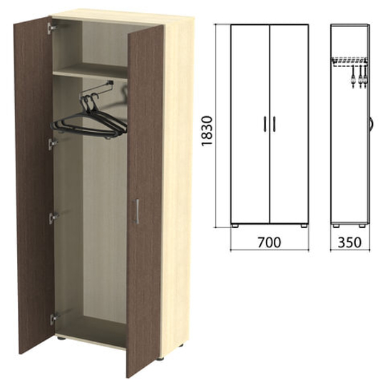 Шкаф для одежды "Канц", 700х350х1830, цвет дуб молочный/венге (КОМПЛЕКТ)