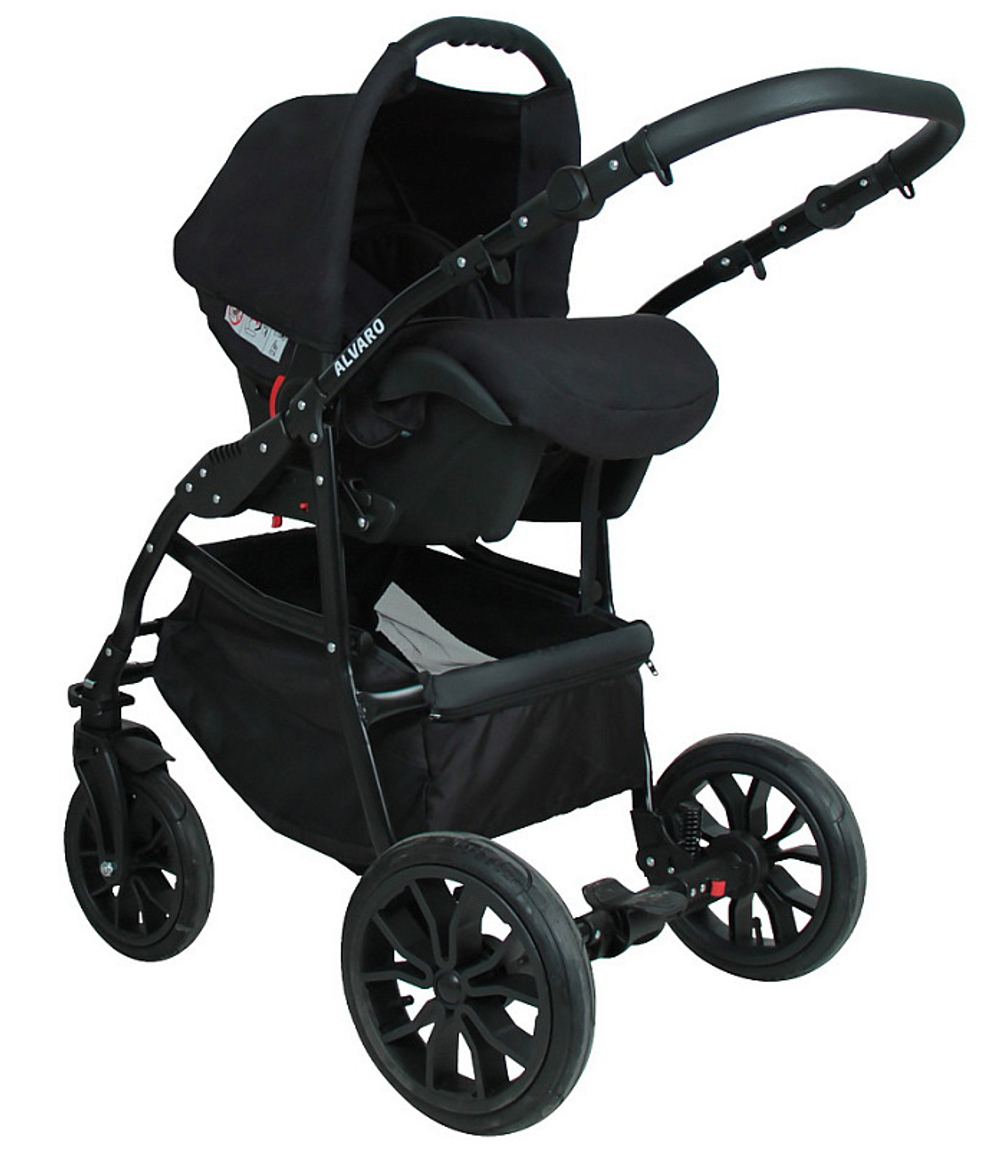 Детская коляска Alis Alvaro F 3 в 1 Al 04 т.серый+св.серый+белая кожа